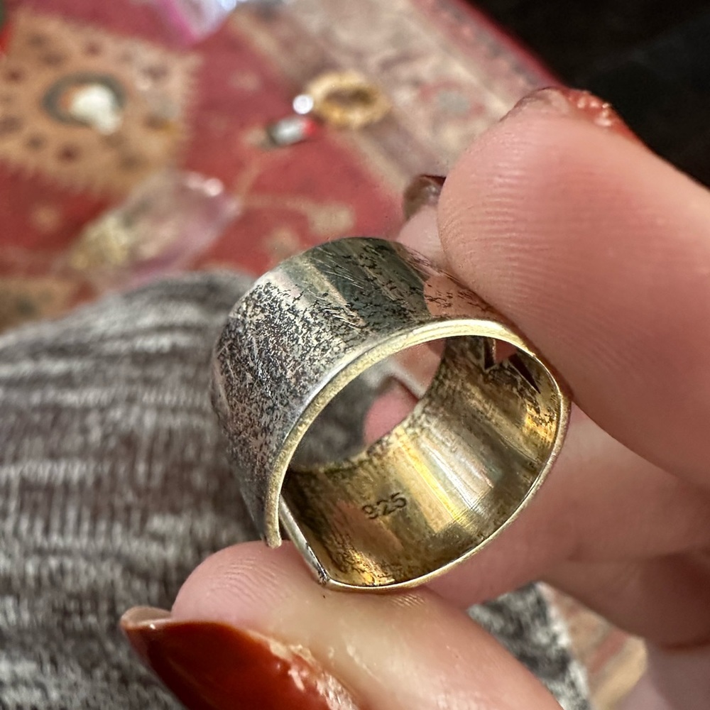 Stamped sterling silver star ring (adjustable) - Picture 3 of 5